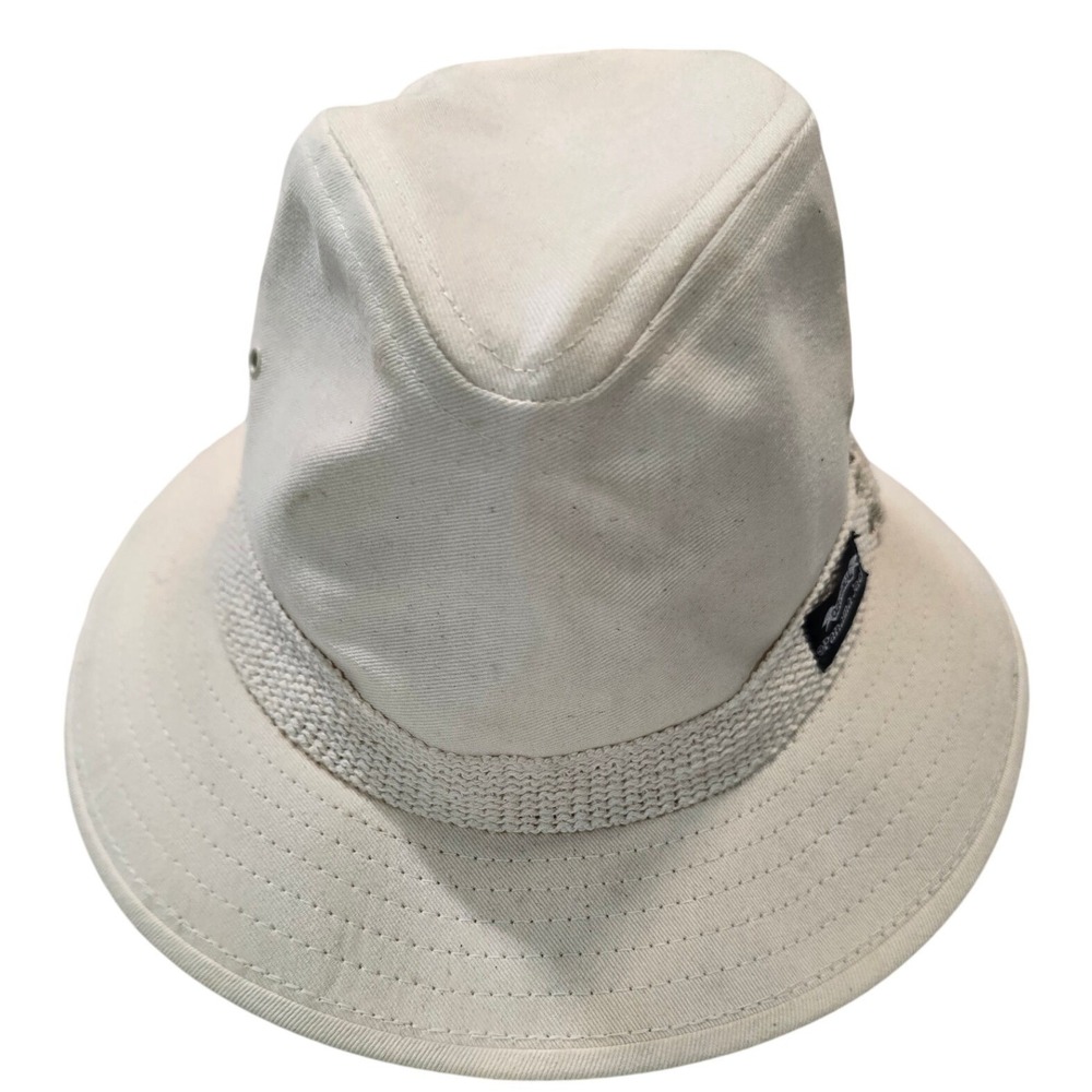 Panama Jack Safari Bucket Hat Beige Canvas Adjustable Strap Outdoor Sun Hat - Picture 2 of 7